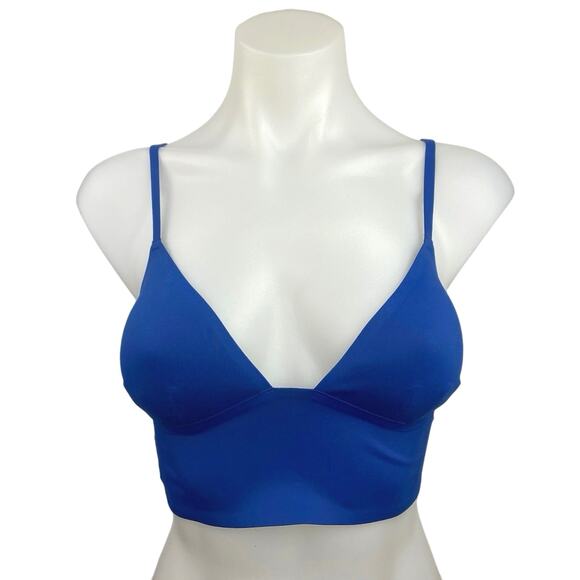 Free People Blue Cami Camisole Sleeveless Crop Strap Bra Top Adjustable Bralette - Picture 1 of 4